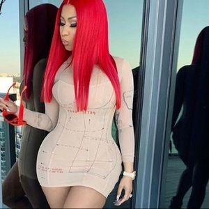 Nicki Minaj costume Celebrity Mesh patchwork dress